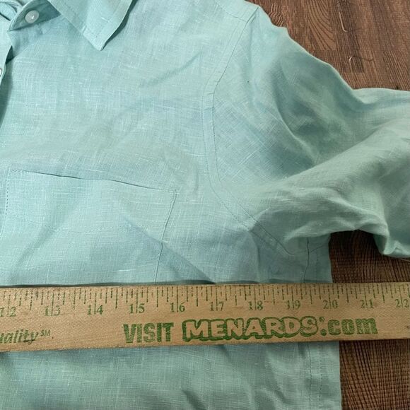 Monday Swimwear | Monaco Linen Button Down Shirt Sea‎ Glass Size Small - Picture 5 of 9